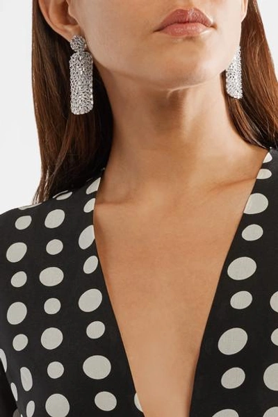 Shop Kenneth Jay Lane Rhodium-plated Cubic Zirconia Earrings In Silver