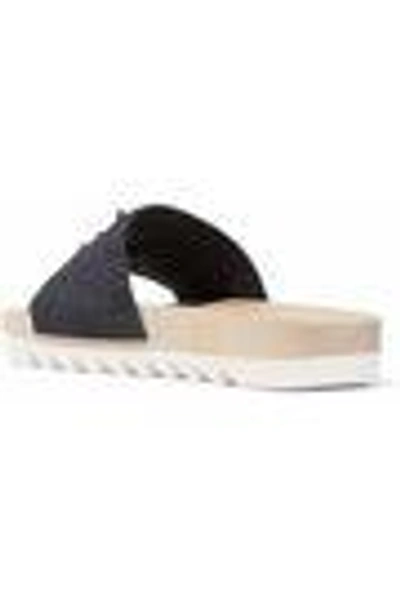 Shop Brunello Cucinelli Woman Embellished Denim Slides Navy