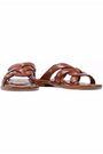 Shop Rosetta Getty Woman Studded Leather Slides Tan