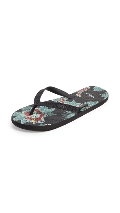 Shop Rvca Sleeper Sandals In Black Floral