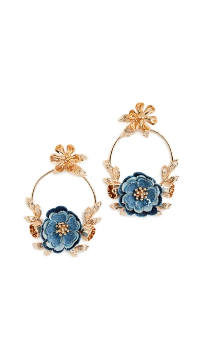 Shop Kate Spade Flower Child Door Knocker Earrings In Blue Multi
