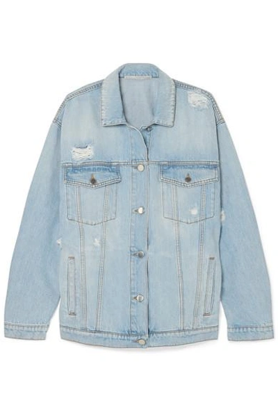 Shop Stella Mccartney Oversized Distressed Denim Jacket In Blue