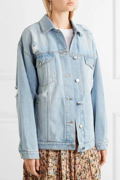 Shop Stella Mccartney Oversized Distressed Denim Jacket In Blue