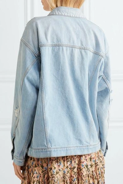 Shop Stella Mccartney Oversized Distressed Denim Jacket In Blue