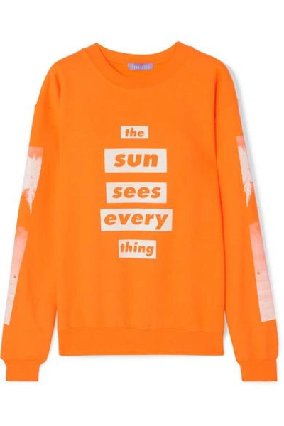 Shop Paradised Sun Sees Printed Cotton-blend Jersey Sweatshirt In Bright Orange