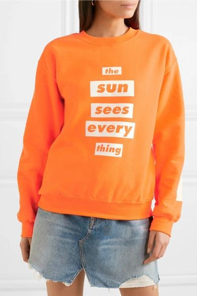 Shop Paradised Sun Sees Printed Cotton-blend Jersey Sweatshirt In Bright Orange