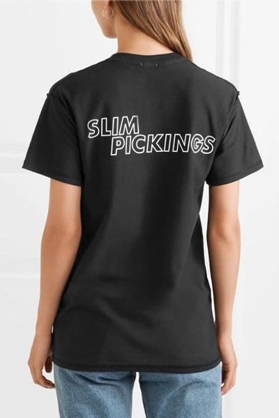 Shop Blouse Slim Pickings Printed Cotton-jersey T-shirt In Black