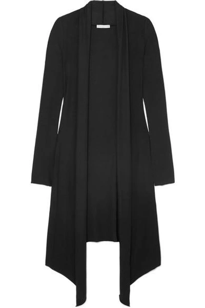 Shop Marie France Van Damme Michi Ribbed Stretch-knit Cardigan In Black