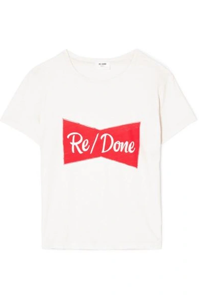 Shop Re/done Printed Cotton-jersey T-shirt In White