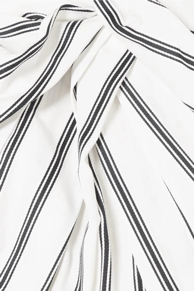Shop Jason Wu Grosgrain-trimmed Striped Cotton-poplin Dress In Ivory
