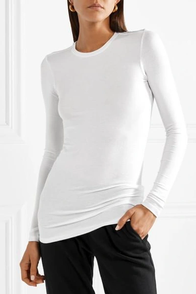 Shop Atm Anthony Thomas Melillo Ribbed Stretch-micro Modal Top In White