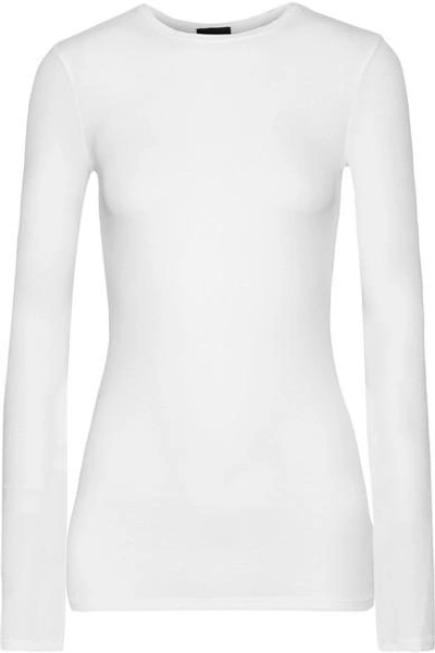 Shop Atm Anthony Thomas Melillo Ribbed Stretch-micro Modal Top In White