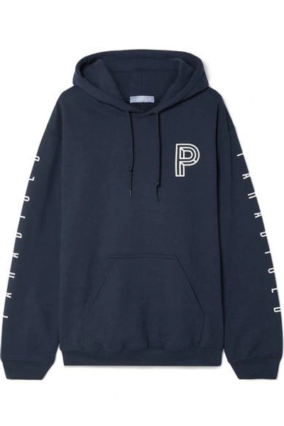 Shop Paradised Printed Cotton-blend Jersey Hoodie In Navy