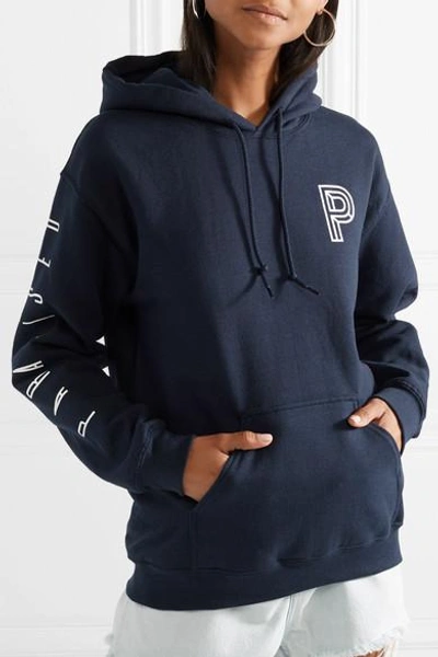Shop Paradised Printed Cotton-blend Jersey Hoodie In Navy