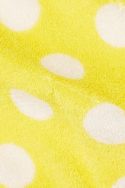 Shop Lisa Marie Fernandez Yasmin Polka-dot Stretch-cotton Terry Bikini Top In Bright Yellow