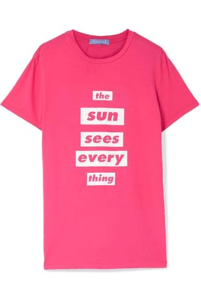 Shop Paradised Printed Cotton-jersey T Shirt In Bright Pink