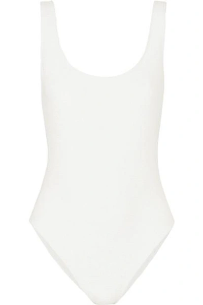 Shop Marie France Van Damme Rafia Nageur Jacquard Swimsuit In White