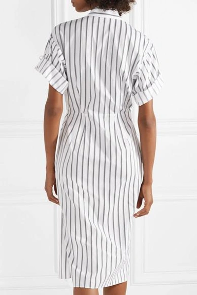 Shop Jason Wu Striped Cotton-poplin Midi Dress In White