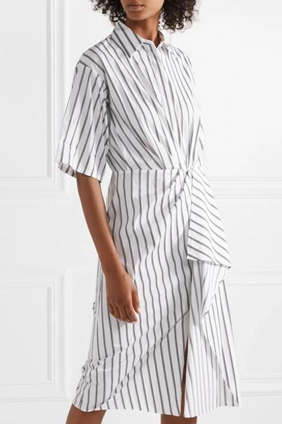 Shop Jason Wu Striped Cotton-poplin Midi Dress In White