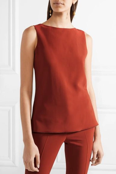 Shop Rosetta Getty Open-back Draped Stretch-cady Top In Brick