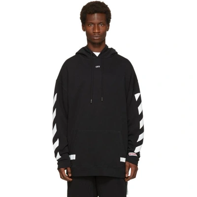 Black diagonal shop arrows logo hoodie