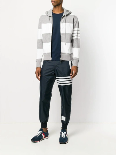 Shop Thom Browne Engineered Rugby Stripe Drop-shoulder Zip-up Jersey Hoodie