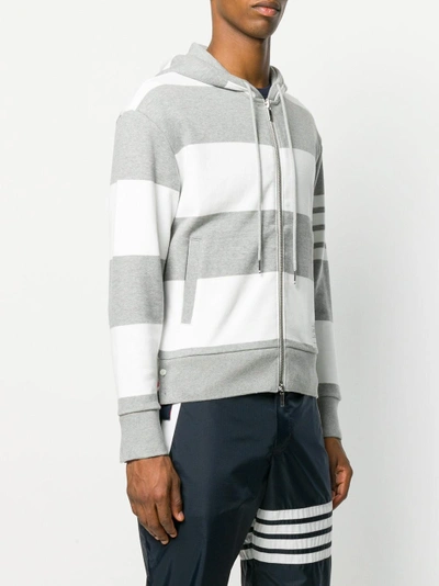 Shop Thom Browne Engineered Rugby Stripe Drop-shoulder Zip-up Jersey Hoodie