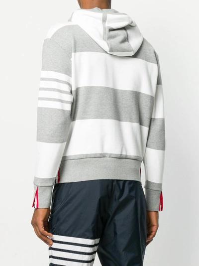 Shop Thom Browne Engineered Rugby Stripe Drop-shoulder Zip-up Jersey Hoodie