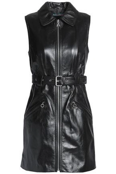 Shop Alexa Chung Alexachung Woman Belted Leather Mini Dress Black
