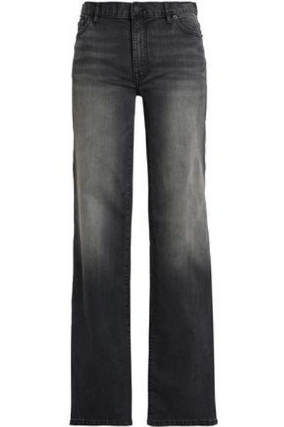 Shop Nili Lotan Woman Ena Button-detailed Mid-rise Bootcut Jeans Charcoal