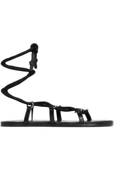 Iro Tao Lace-up Leather Sandals In Black