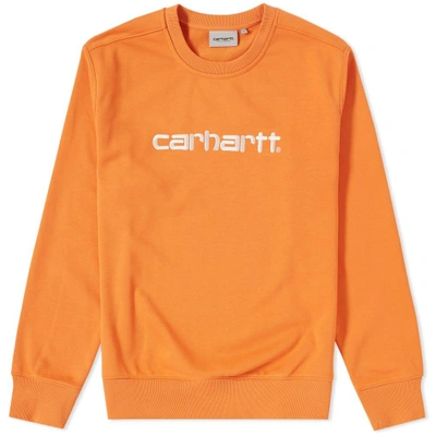 Shop Carhartt Embroidered Logo Crew Sweat In Orange