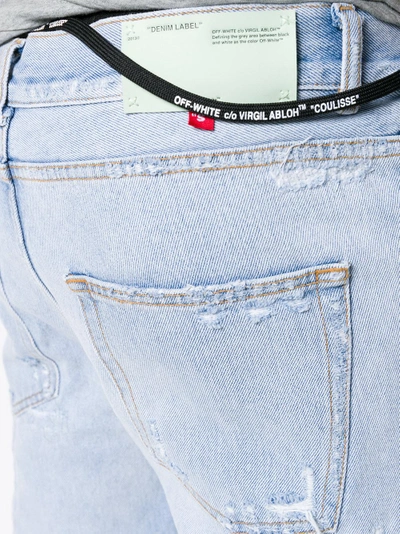 Shop Off-white Distressed Firetape Jeans