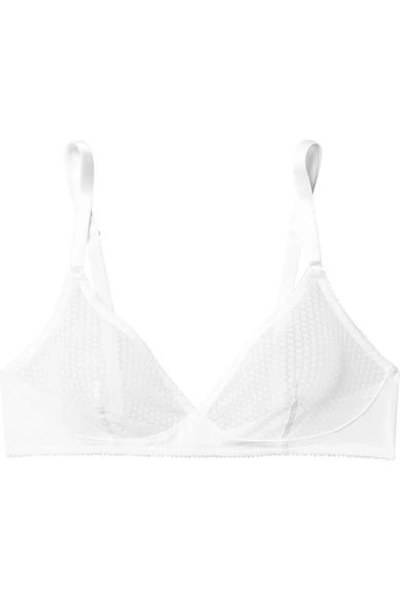 Shop Yasmine Eslami Leo Stretch-lace And Jersey Soft-cup Bra In White