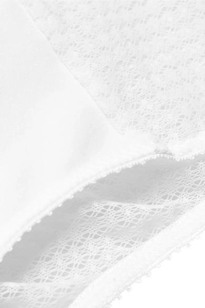 Shop Yasmine Eslami Leo Stretch-lace And Jersey Briefs In White