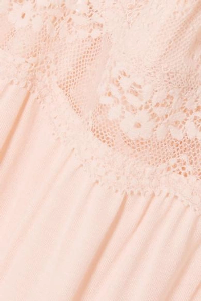 Shop Eberjey Esperanza Merry Me Stretch-modal Jersey And Lace Chemise In Blush