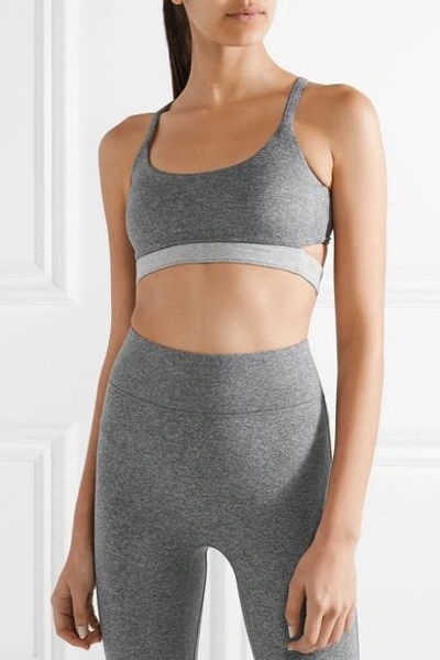 Shop We/me The Balance Cutout Stretch-jersey Sports Bra In Gray