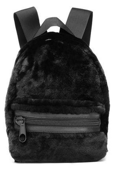 Shop Alexander Wang Leather-trimmed Shearling Backpack In Black