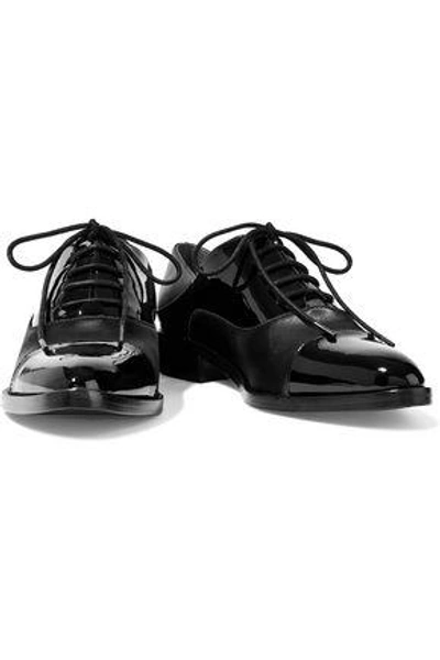 Shop Sigerson Morrison Woman Elinor Patent Leather And Satin Brogues Black