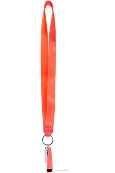 Shop Alexander Wang Woman Leather-trimmed Neon Twill Keychain Coral