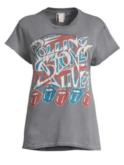 Shop Madeworn Faded Rolling Stones Crewneck Tee In Grey