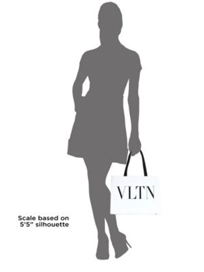 Shop Valentino Leather Logo Tote Bag In Black White