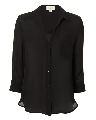 Shop L Agence Ryan Three-quarter Sleeve Black Blouse