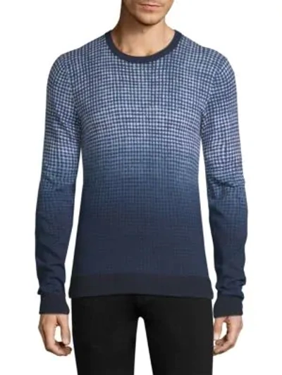 Shop Michael Kors Ombre Gingham Cotton Sweater In Midnight