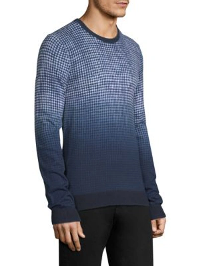 Shop Michael Kors Ombre Gingham Cotton Sweater In Midnight