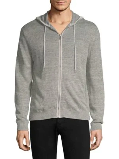 Shop Michael Kors Heathered Linen Hoodie In Heather Grey