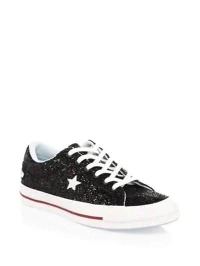 Shop Converse Chiara Ferragni One Star Glitter Leather Sneakers In Black