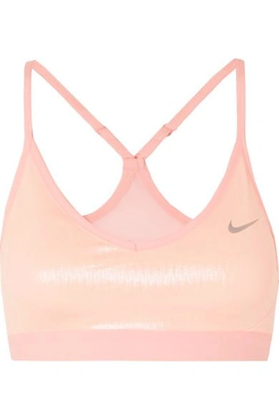 Shop Nike Indy Stretch Sports Bra In Pastel Pink