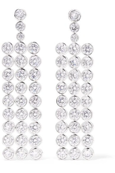 Shop Kenneth Jay Lane Rhodium-plated Crystal Earrings In Silver