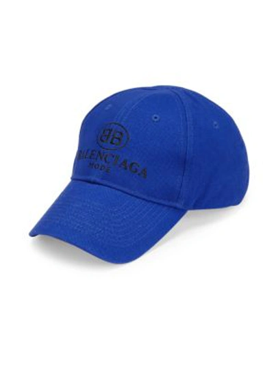 Shop Balenciaga Mode Cotton Baseball Cap In Royal Blue